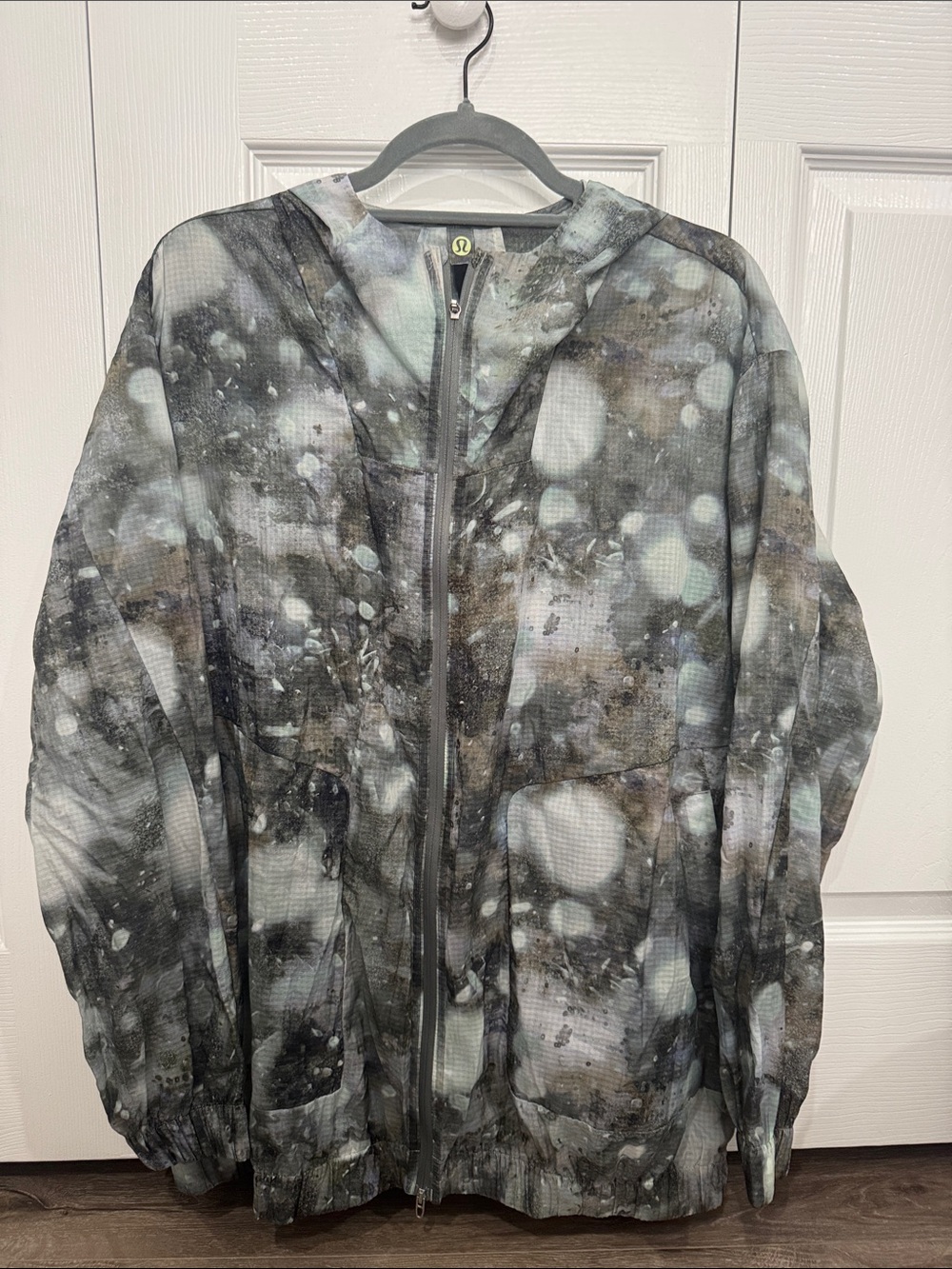 lululemon athletica Sheer Abstract Print Zip Bomber - Black, Gray, White
